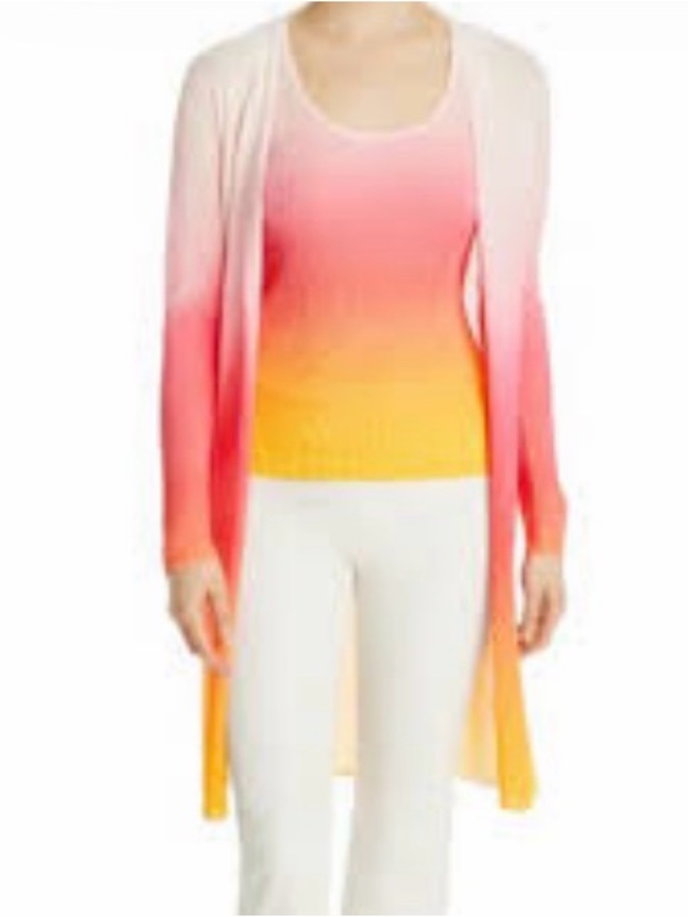 Tahari Pink and Orange Gradient Swim Coverup Cardigan